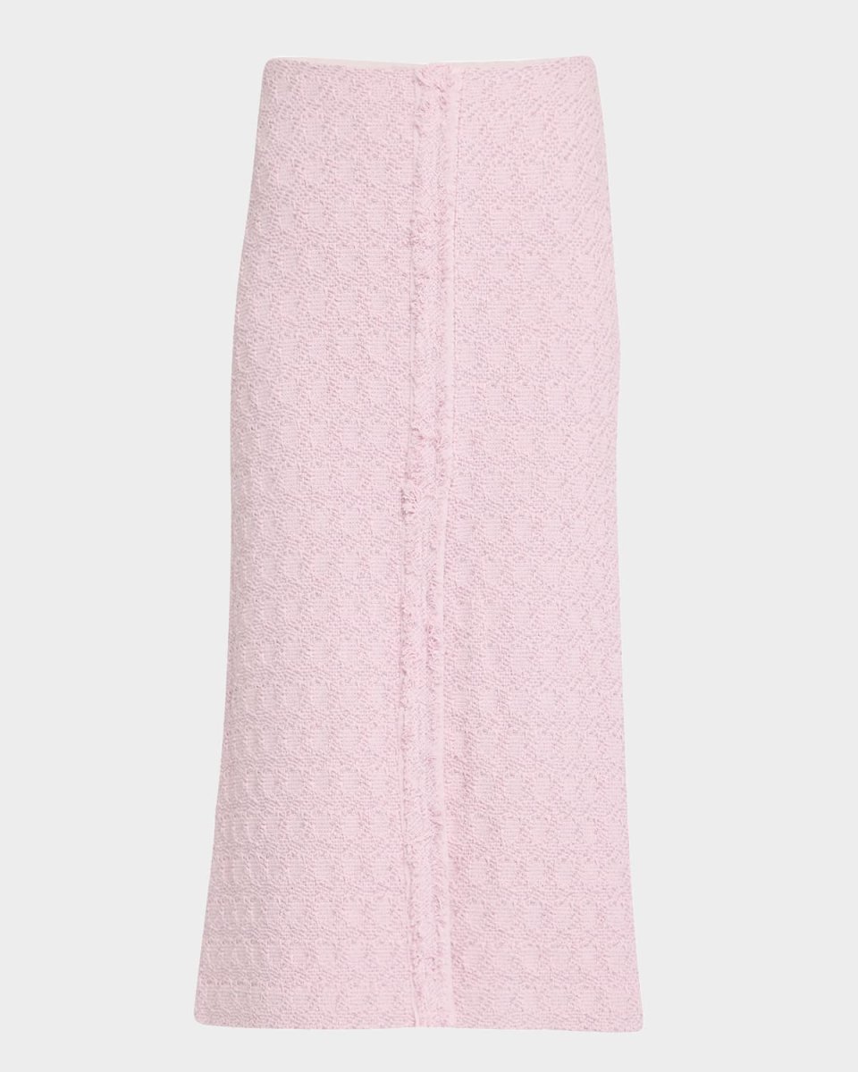 Textured Honeycomb Stretch Slit Midi Skirt